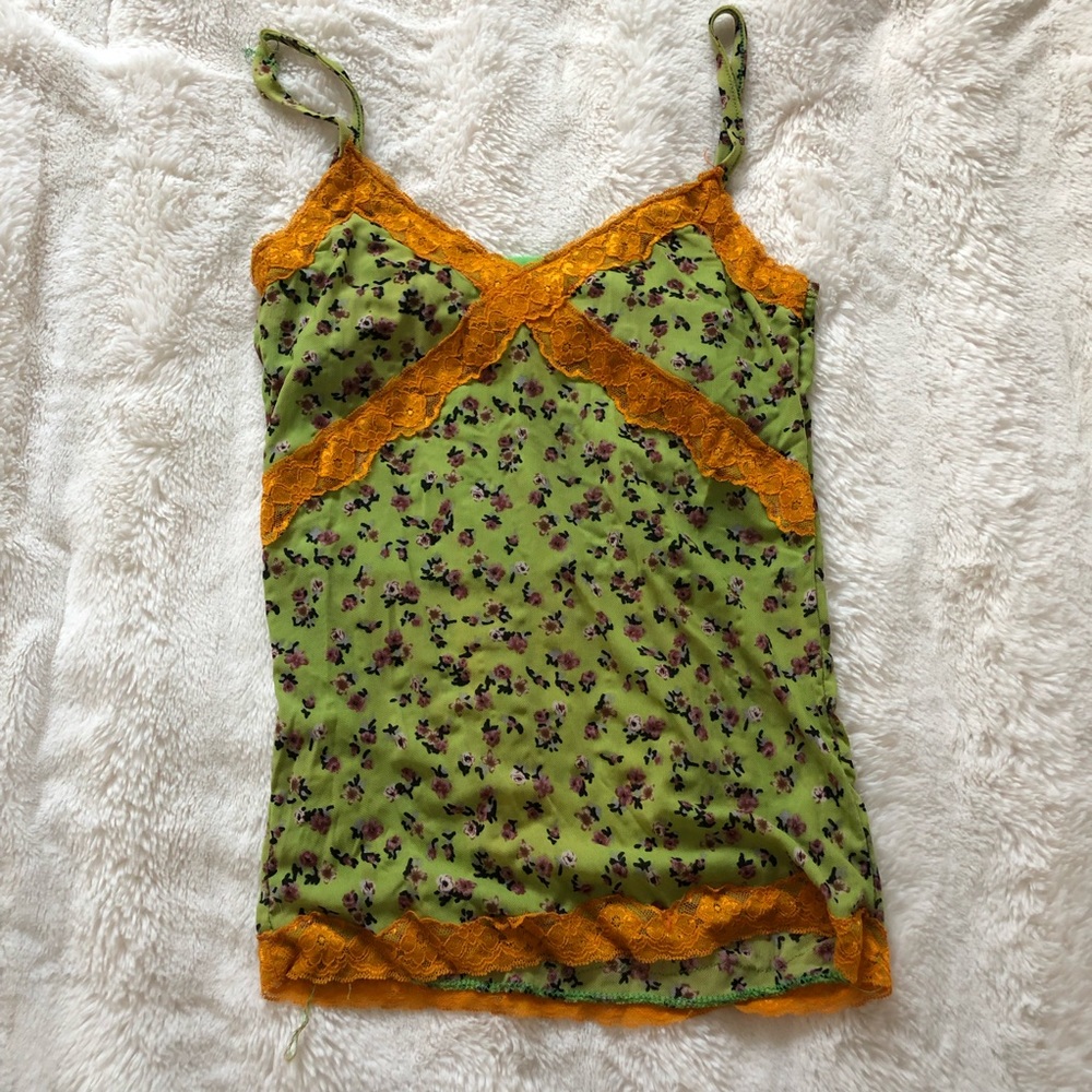 green, gold, rose pattern lingerie top
